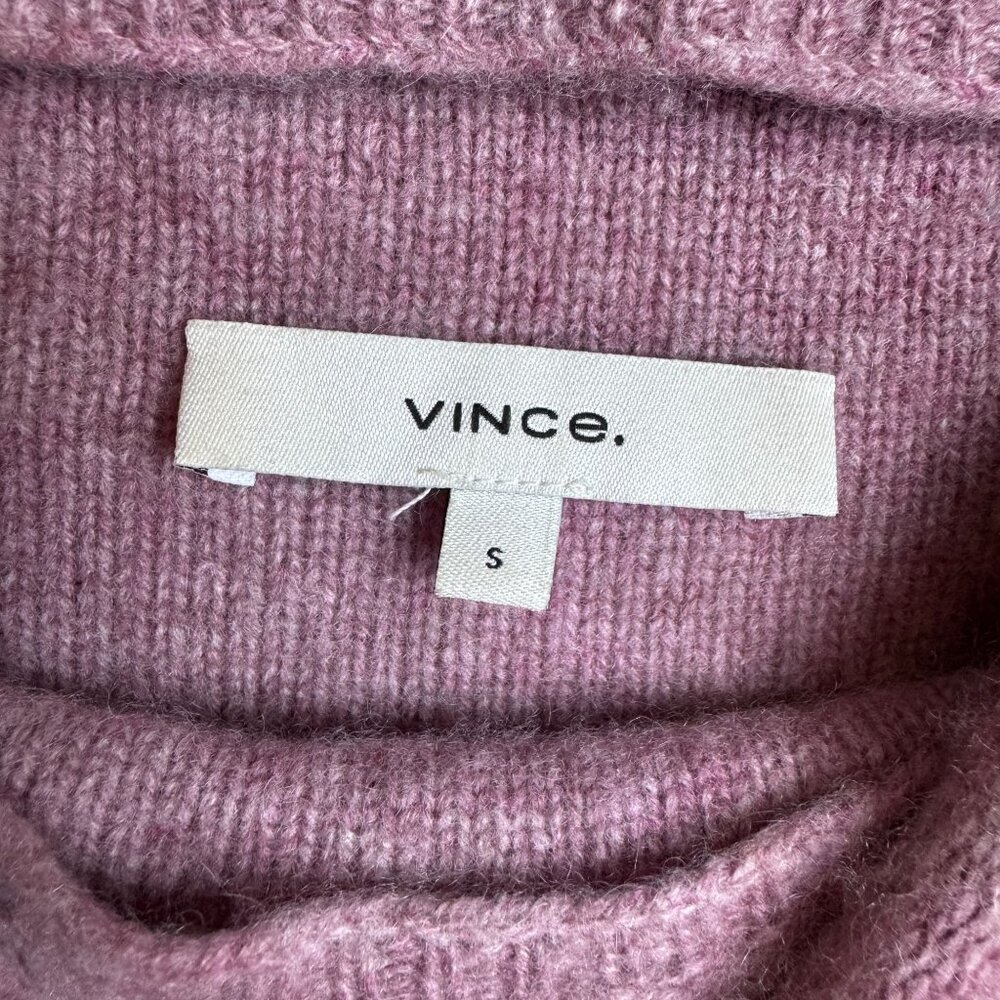 Vince $395 Boiled 100% Cashmere Funnel Neck Pullover in Heather Mauve Orchid - Picture 4 of 7